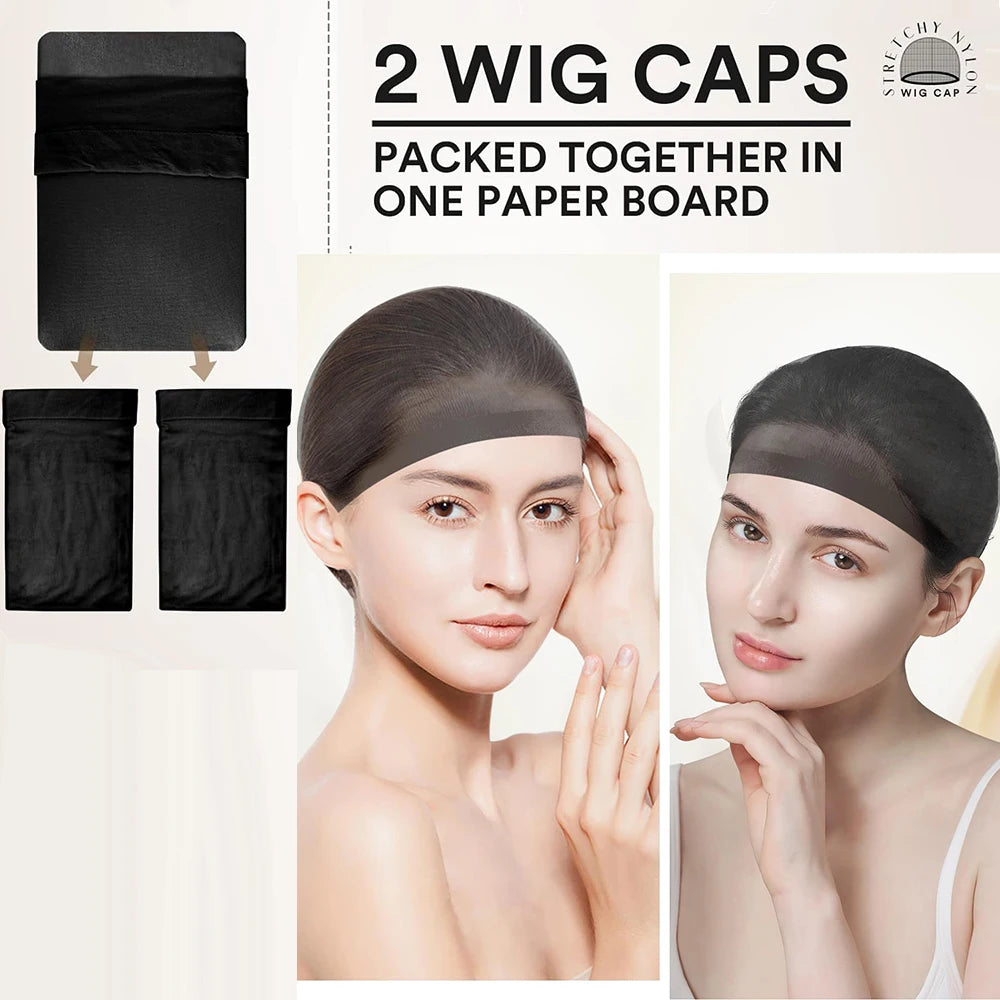 4/20pcs Black Wig Cap Elastic Breathable Invisible Wig Caps Perfect For Professional Use,2pcs/Pack
