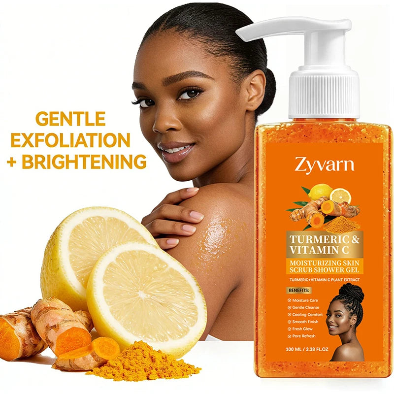 Turmeric&Vitamin C Moisturizing Body Wash, Exfoliating Cleansing Smoothing Body Wash, Gentle Scrub Finish Refreshing Natural Sce
