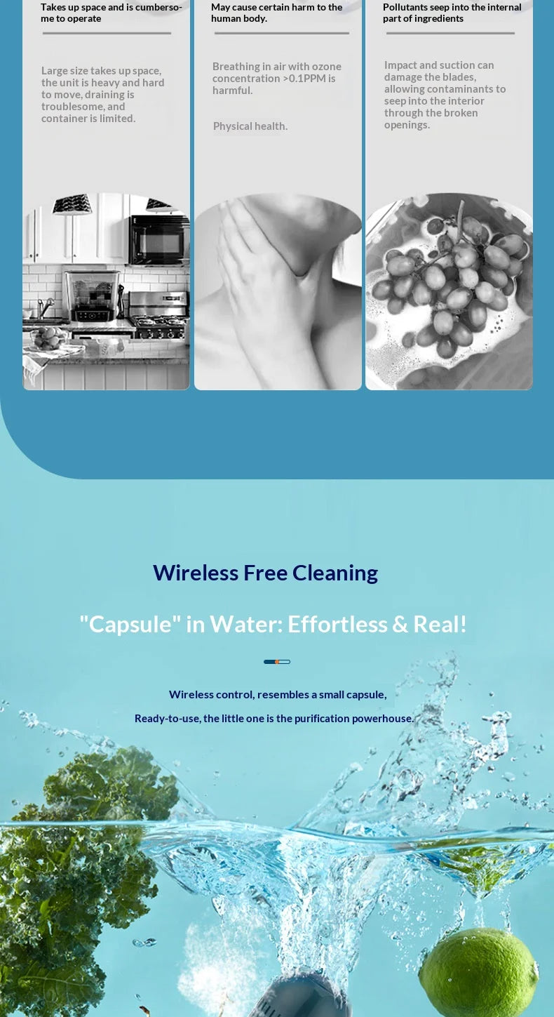 HOMEFISH Multifunctional 3000mAh Fruit And Vegetable Cleaning Machine - Portable Device for Cleaning Fruits And Veggies