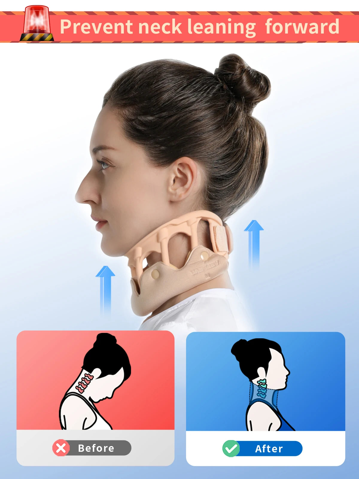 VELPEAU Silicone Neck Brace, Neck Support for Spine Pressure and Posture Correction, Cervical Collar Breathable & Waterproof