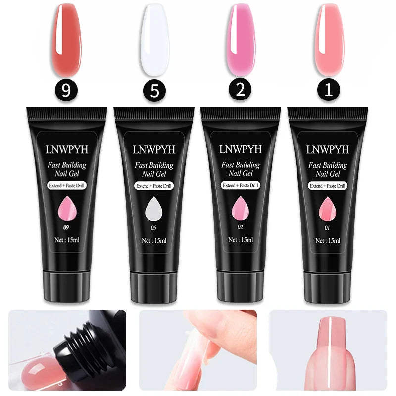 Gel Nail Polish Set With UV Nail Lamp Poly Extension Nail Gel Kit Semi Permanent Gel Varnish Set Professional Nail Art Tools Kit