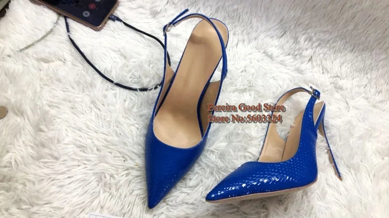 Yellow Snakeskin Slingback Pumps Pointy Toe Shallow Stiletto Heels Dress Shoes Cut-out Heels Women Shoes 12Cm 10Cm 8Cm