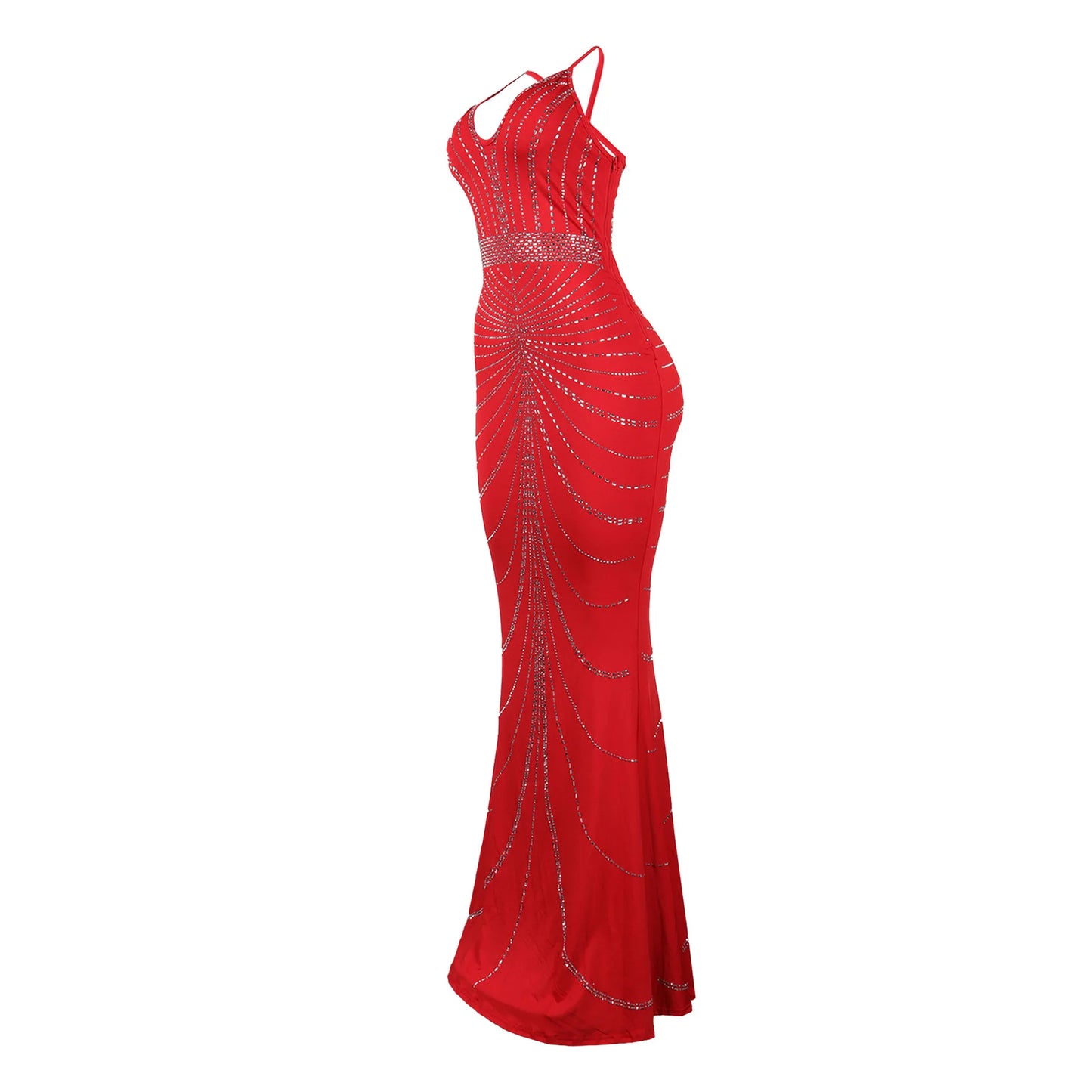 Sparkling Solid Color Hot Diamond Sheer Mesh Long Skirt, Elegant and Luxurious Spring Women's Cocktail Dress, Celebrity Clothing