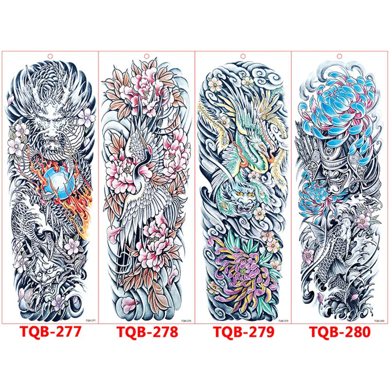 Full-arm Tattoo Stickers With The Crown Of The Virgin Of Jesus And Lion Waterproof Tattoo Stickers