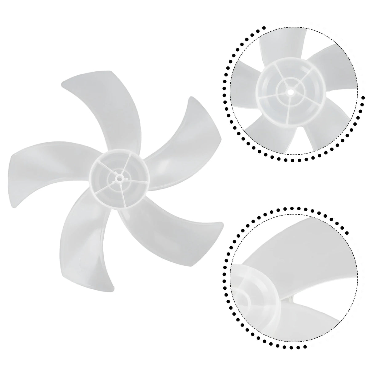 16 Inch Five Leaf Replacement Fan Blade With Nut Cover For Stand Fans And Desk Fans Plastic Material For Household Use