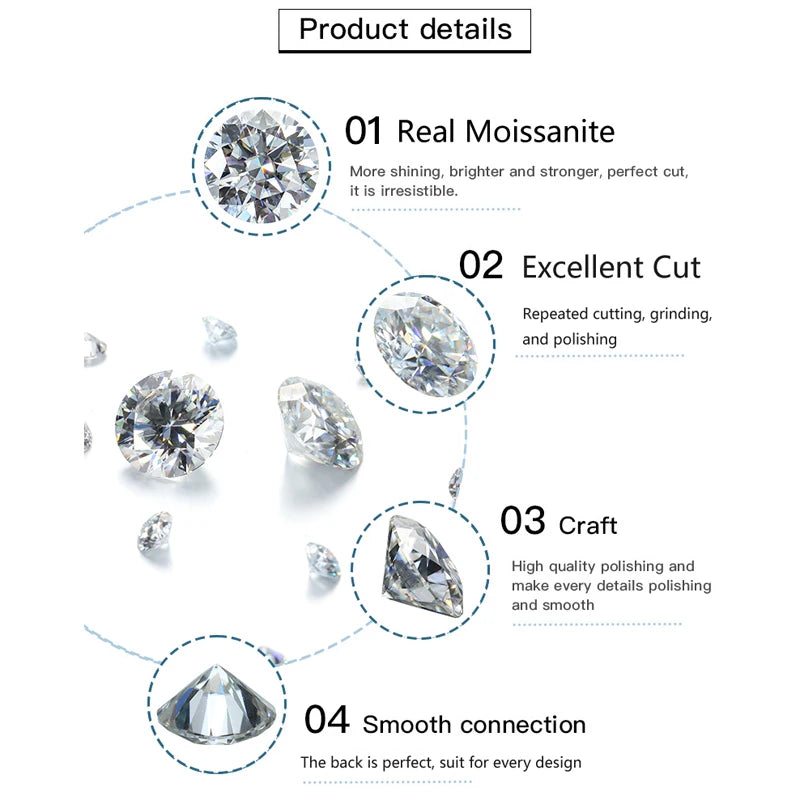 EWYA 1CT Marquise Cut Moissanite Solitaire Ring For Women 925 Silver GRA Certified Diamond Wedding Band Party Bridal Rings Gift