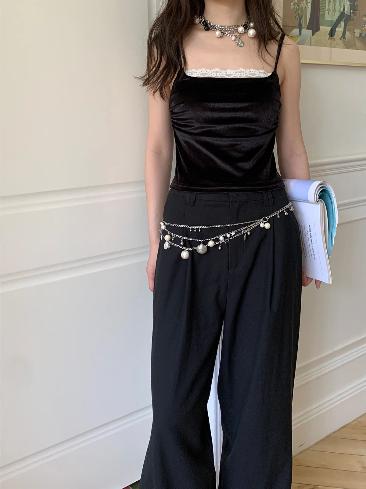 Body jewelry woman Pearl belly waist chain with Skirt Metal Chain Sexy Pendant Adjustable Navel Accessories sexy tоy for women