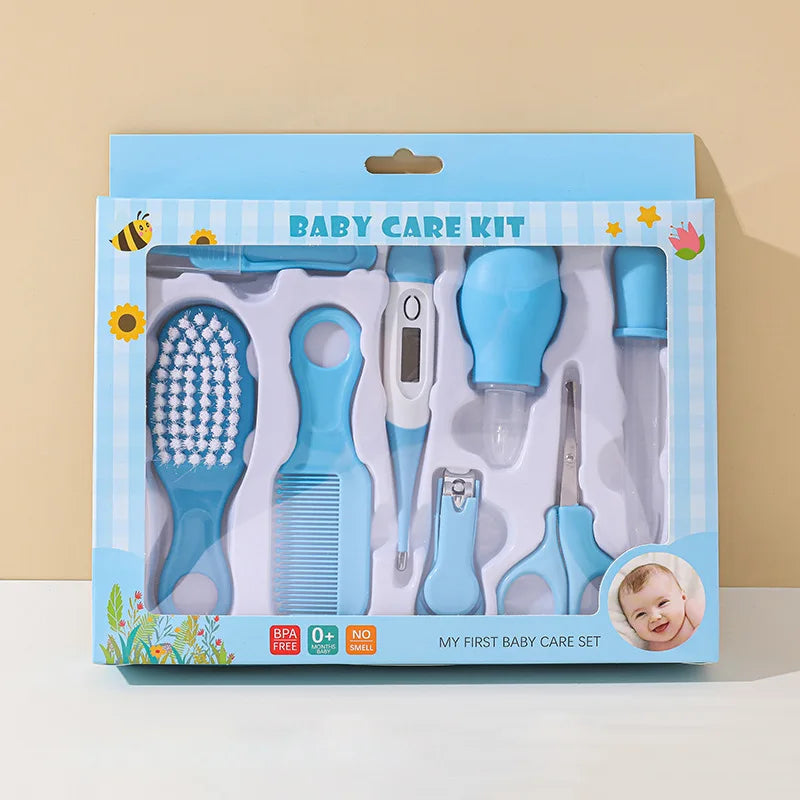 Baby Care Set Baby Nail Clipper Toothbrush Care Tool Comb Brush Organiser 9 Piece Set
