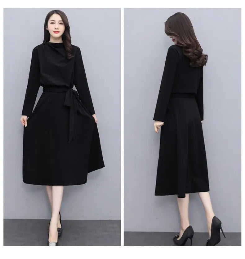 Long Sleeves Dresses Women's Elegant Midi Dresses for Women Womens Office Dress Woman Streetwear Autumn Winter Korean Style New