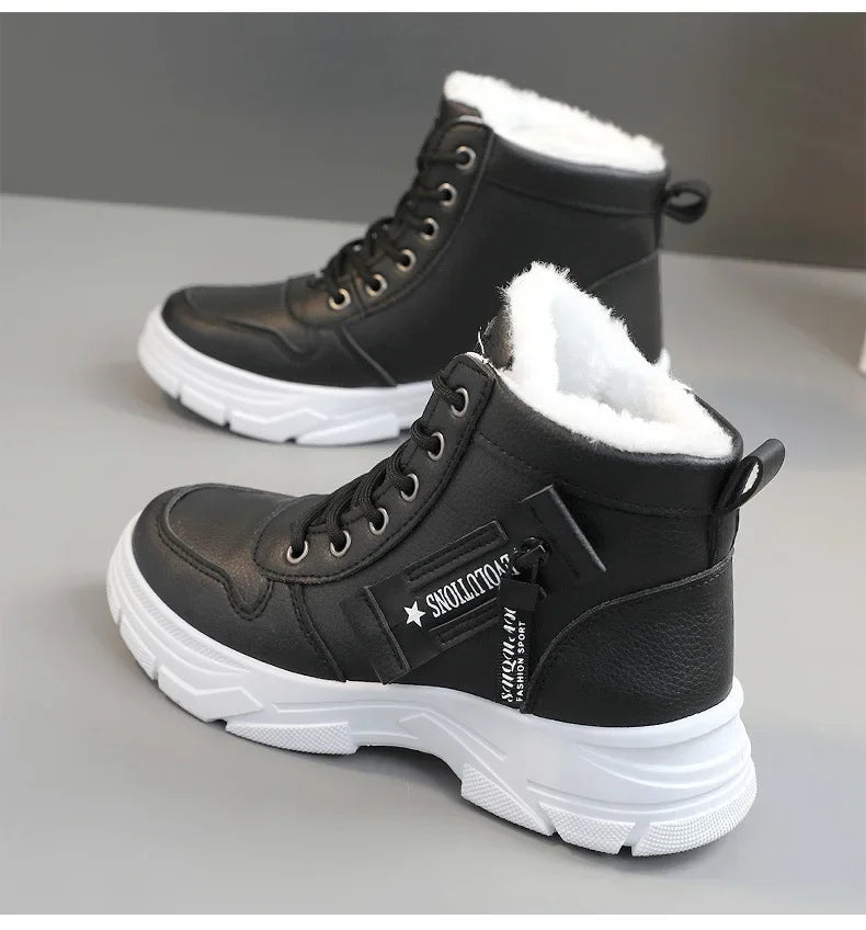 2025 New Winter Thick-soled Women Sneakers Warm Plus Velvet Cotton Shoes Large Size 42 Height-increasing Platform Women's Shoes