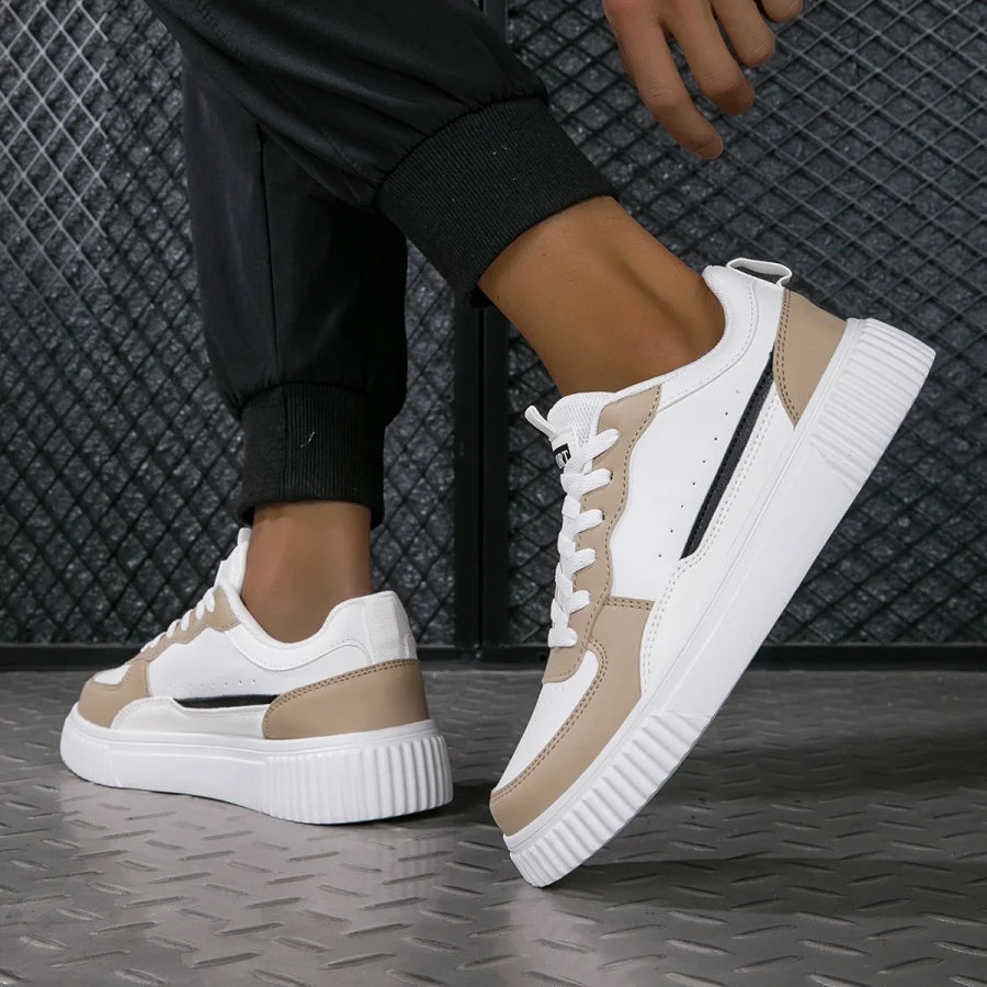 YRZL Fashion Leather Men Casual Shoes Lightweight Running Shoes Platform White Sneakers Outdoor Breathable Sport Shoes Shoes