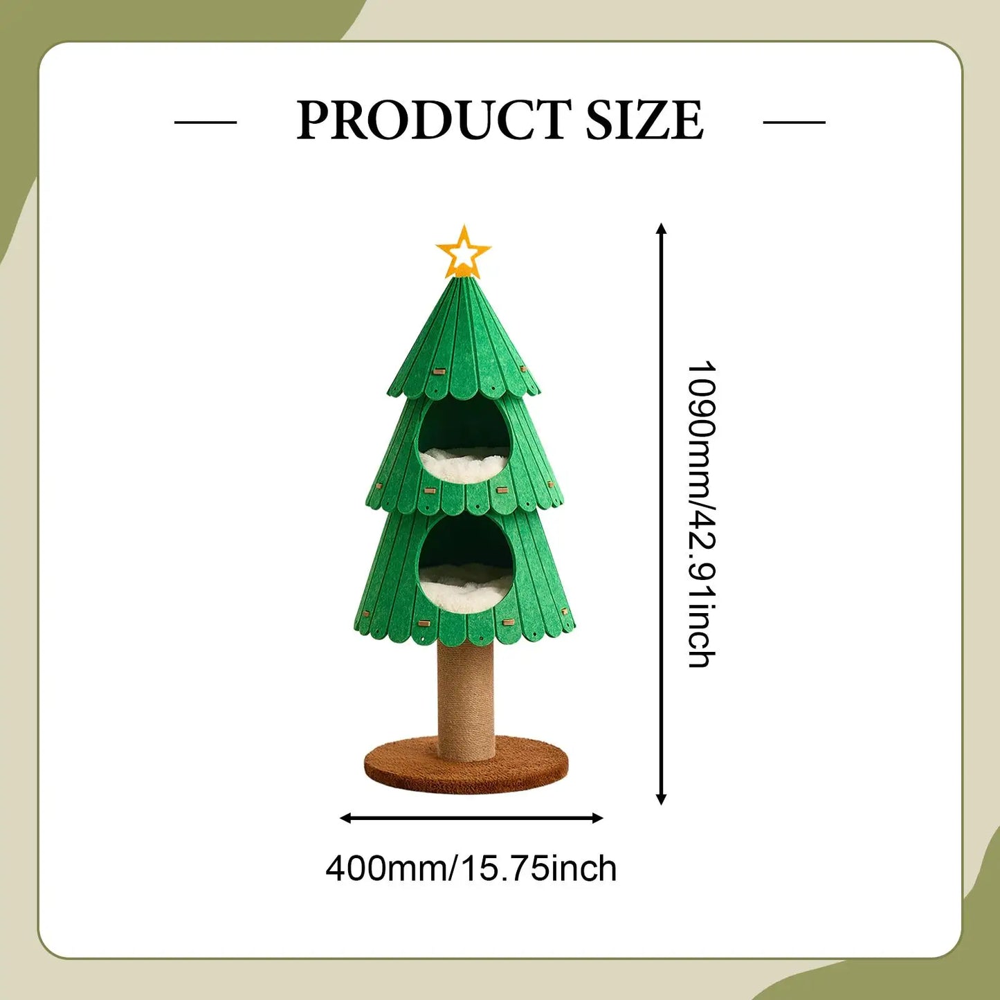 Christmas Cat Tree Tower Cozy Hideaway Grind Claws Stable for Indoor Cats