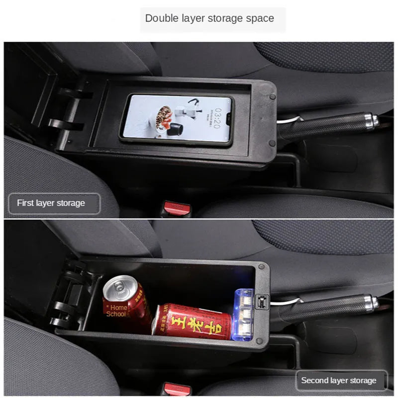 For Fiat Panda II 2 Armrest Box Arm Elbow Rest Center Console Storage box USB Port Interior Dedicated Retrofit Car Accessories