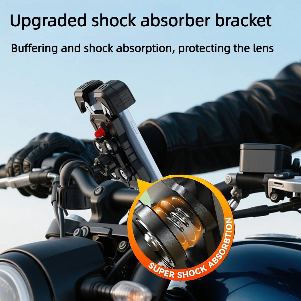 Bike Phone Holder Mount 360° View Universal Motorcycle Holder for 4.7-7 inch Mobile Phone Stand Shockproof Bracket