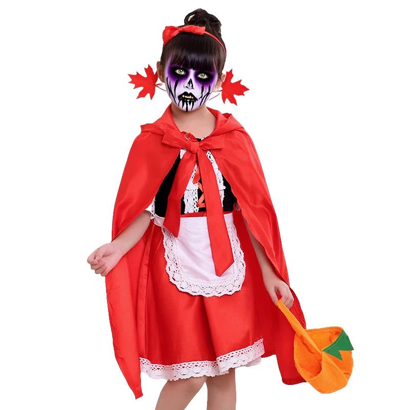 2-12T Halloween Costume for Kids Girls Purple Bat Dress Carnival Vampire Costume Witch Cosplay Clothes Carnival Party Gifts