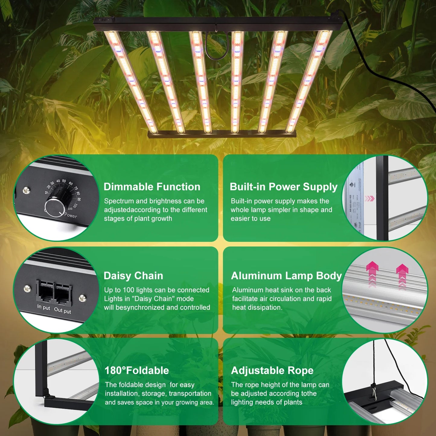 Full Spectrum LED Grow Light 360W 720W AC100-277V 660nm 730nm 395nm LM281B High PPFD Growth Lamp For Greenhouse Plants
