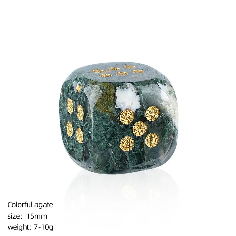 6pc 1.5cm Natural stone amethyst dice Agate tiger eye stone particle Guess the number of points gift good new wholesale