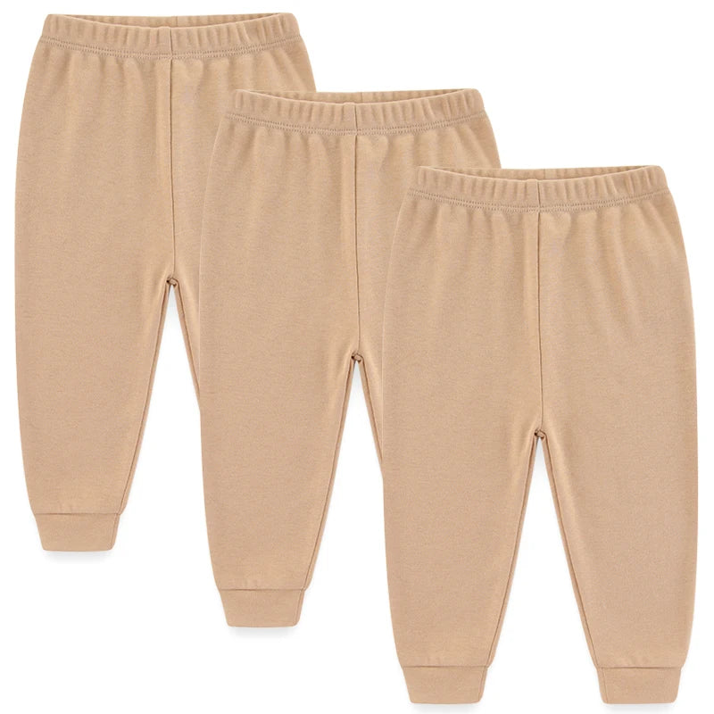 Solid Color 100%cotton Newborn Baby Pants 3/4Pieces Baby Girl Trousers 0-24M Soft Cartoon Print Baby Boy Pants Accessories