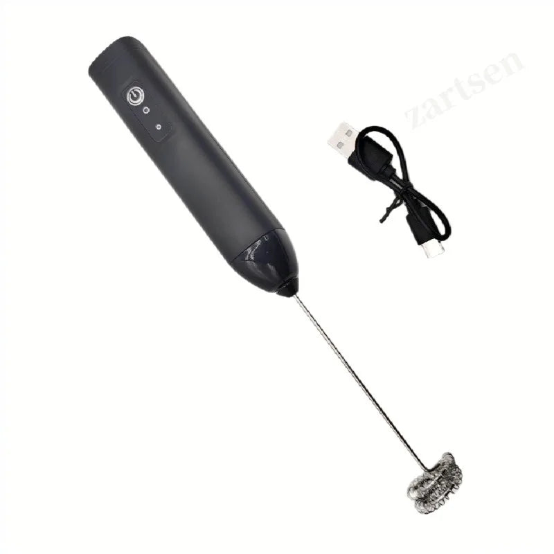 Electric Coffee Frother 2 In 1 Rechargeable Type-C Blender Stainless Steel 3 Speeds Milk Mixer Egg Beater Handheld Foam Maker