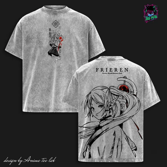 Hot Anime Frieren Beyond Journey's End Graphic Tee Men Women Clothing Washed Cotton Tshirt Casual Loose T-shirt Harajuku T Shirt