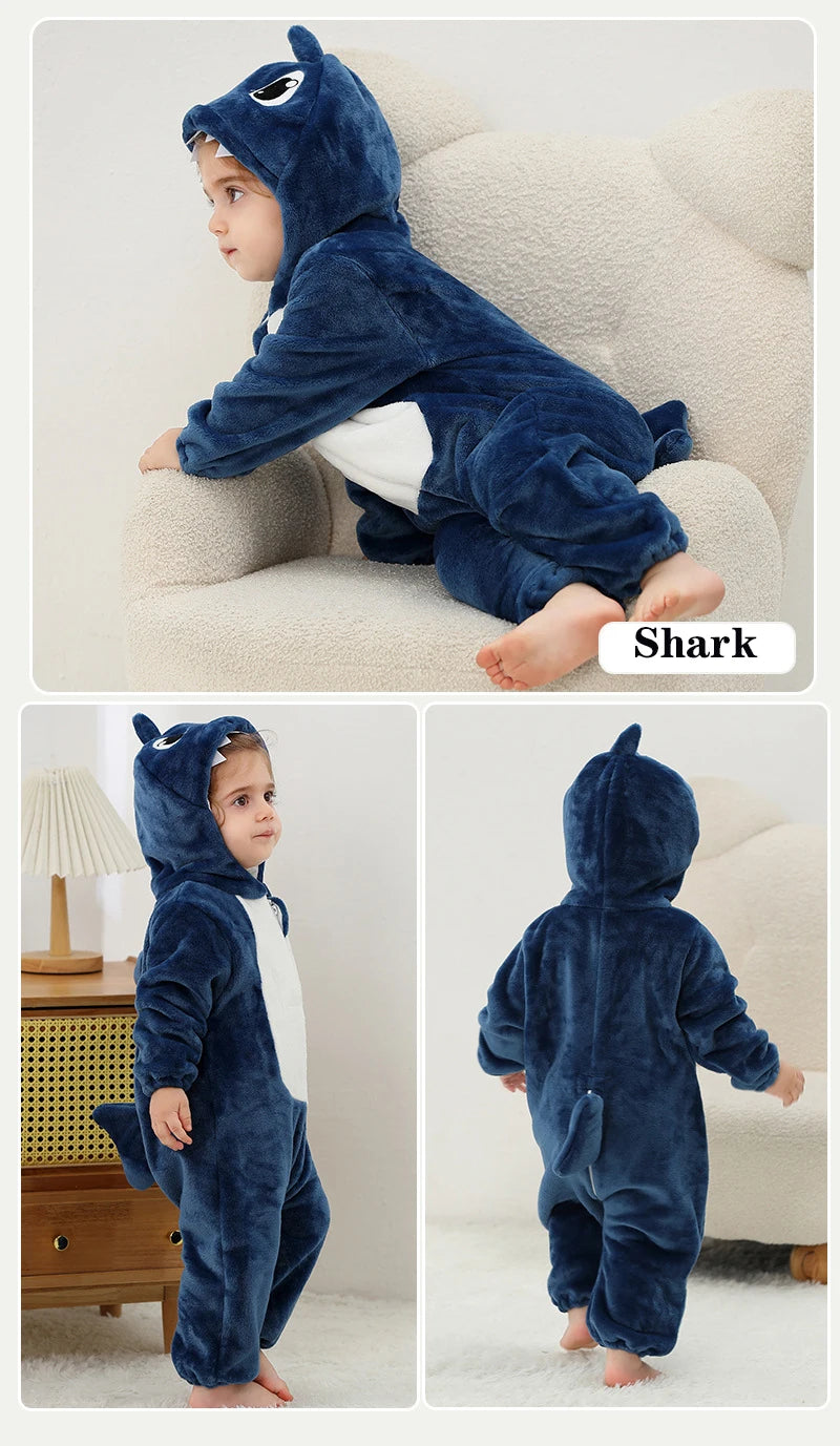 Autumn Winter Cartoon Style Winter Long Sleeve Baby Boys Girls Rompers Toddler Kids Playsuit Jumpsuits Baby Clothes Child Onesie