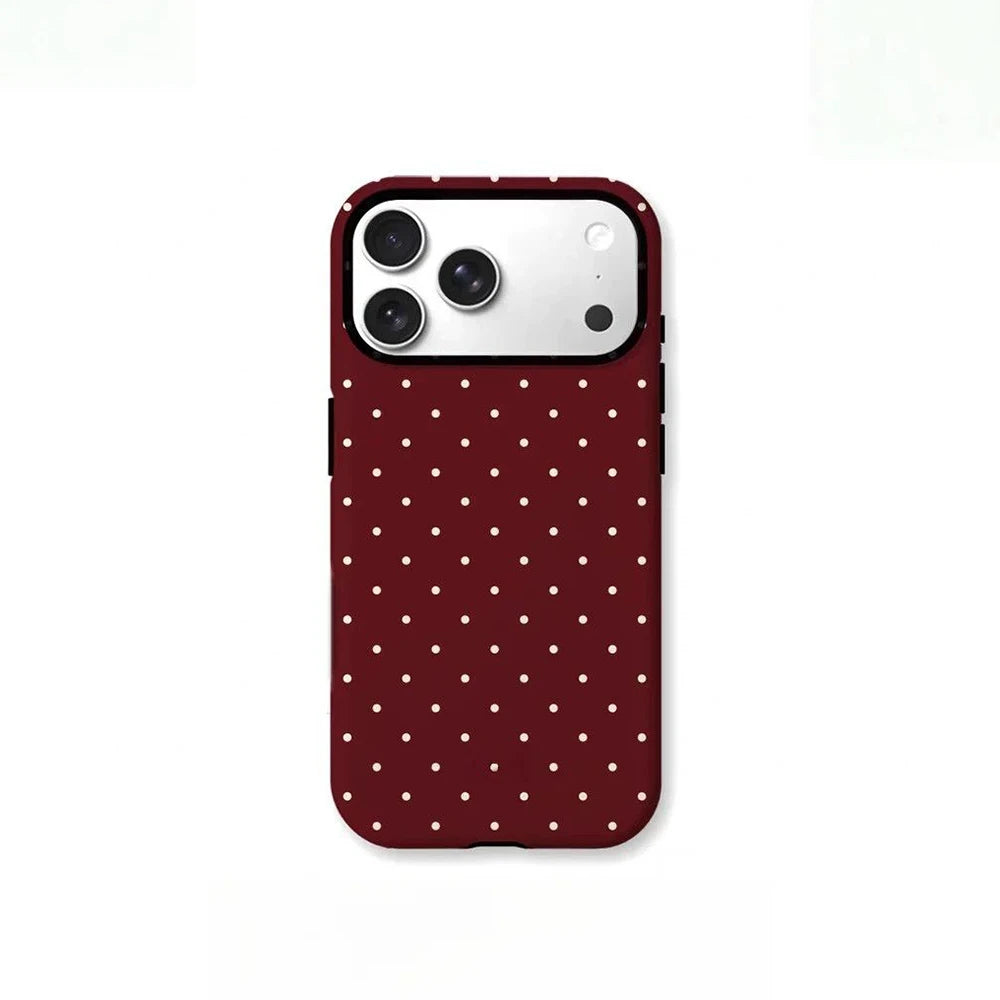 Ins Korean polka dot grid pattern Phone Case for iPhone 17 16 15 14 13 12 11 X Air Pro Max Plus Luxury Double-layer Back Cover