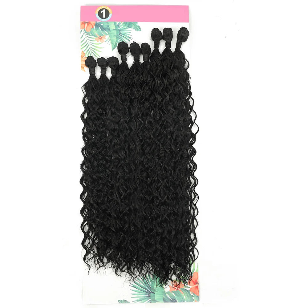 BOL Curly Hair Bundles 20 24 28Inch Long Synthetic Hair Exetension Fake Hair For Women Water Wave Heat Resistant 9Pcs Full Head