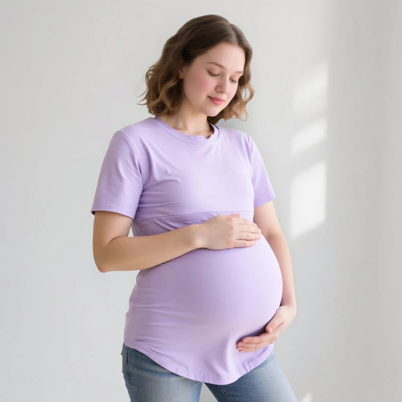 Emotion Moms Summer Invisible Zipper Pregnancy Maternity Top Lactation Clothing Breastfeeding For Pregnant Women Big Size