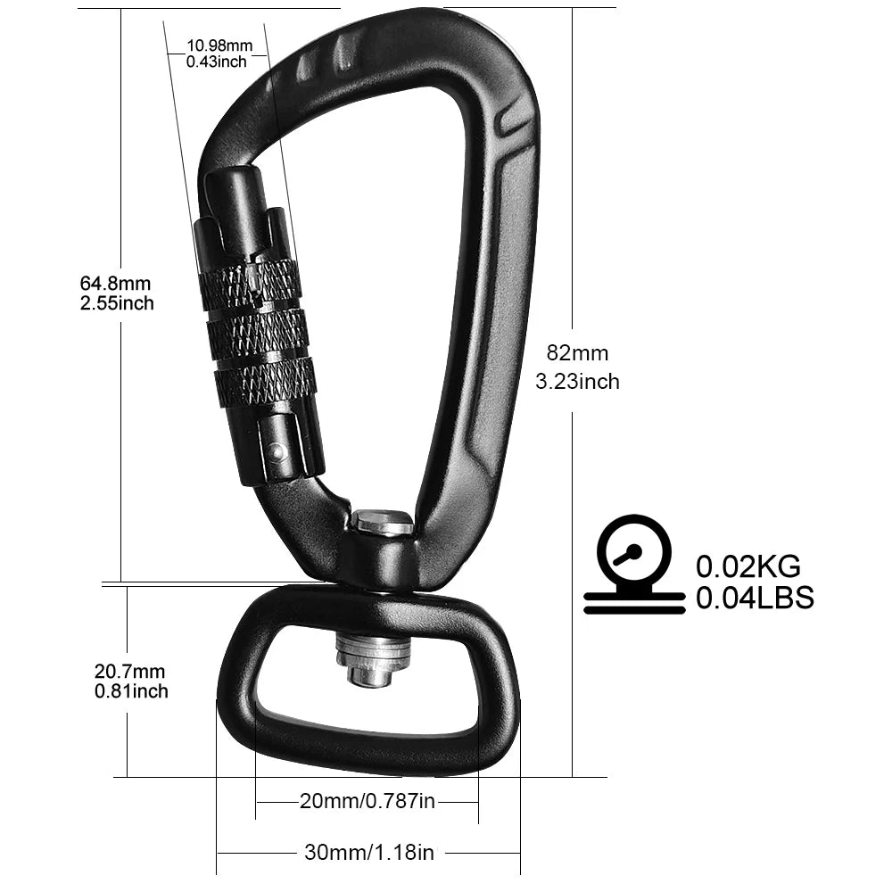 Safety Carabiner Clip Auto Locking 360 Rotational Hook 4KN Pull for Dog Leash Hammocks Backpacks Outdoor Climbing Accessories