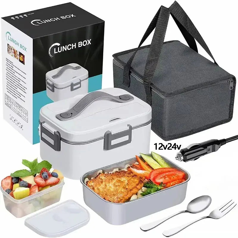 1.8L Food Heater 3 in1 Portable Leakproof Heated Lunch Box 75W  Electric Lunch Box for Car Truck Office with Insulated Carry Bag