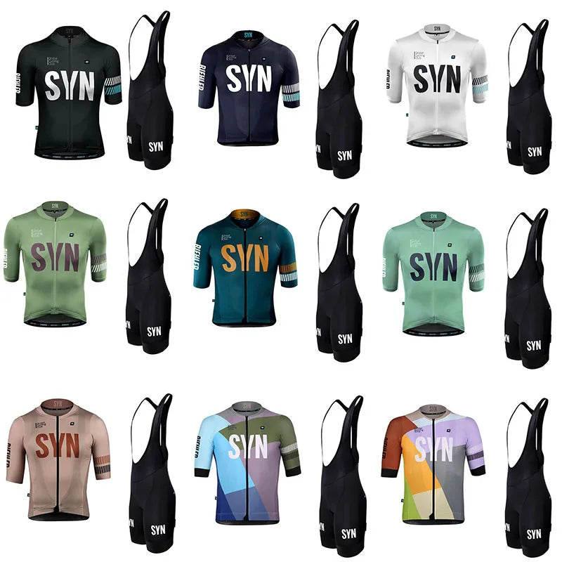 SYN Summer cycling clothes men's jerseys road cycling short sleeved sets bibs quick drying clothes breathable cycling shirt