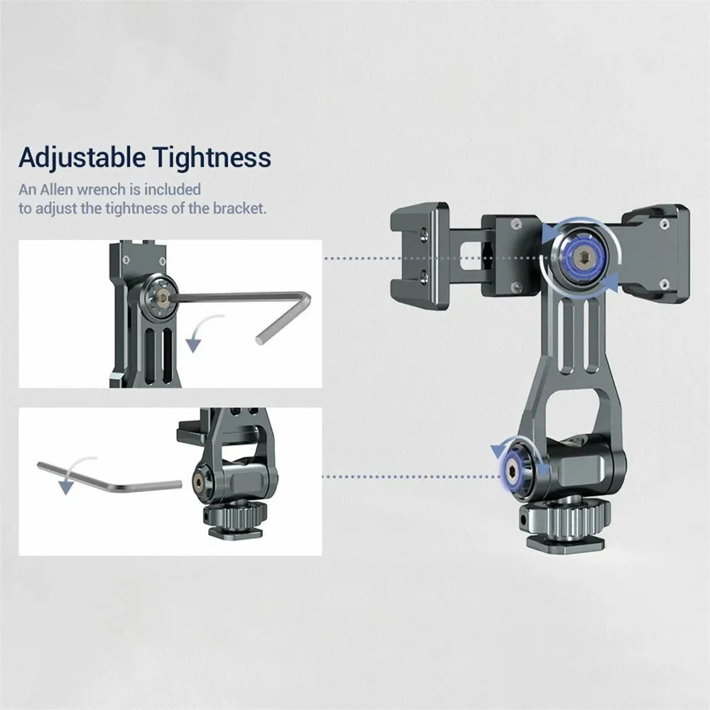 LEAPLIGHT Upgrade Aluminum Phone Tripod Mount Smartphone Holder Adapter W Arca Cold Shoe for iPhone 15 14 13 Phone Mic Light