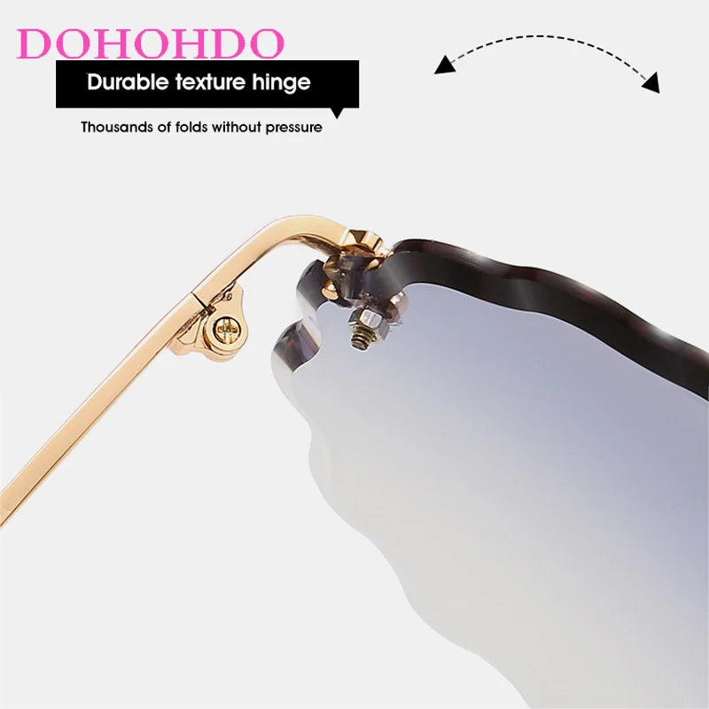 Oversized Round Sunglasses For Women Men Fashion Luxury Brand Design Rimless Sun Glasses Ladies Outdoors Travel Shades UV400