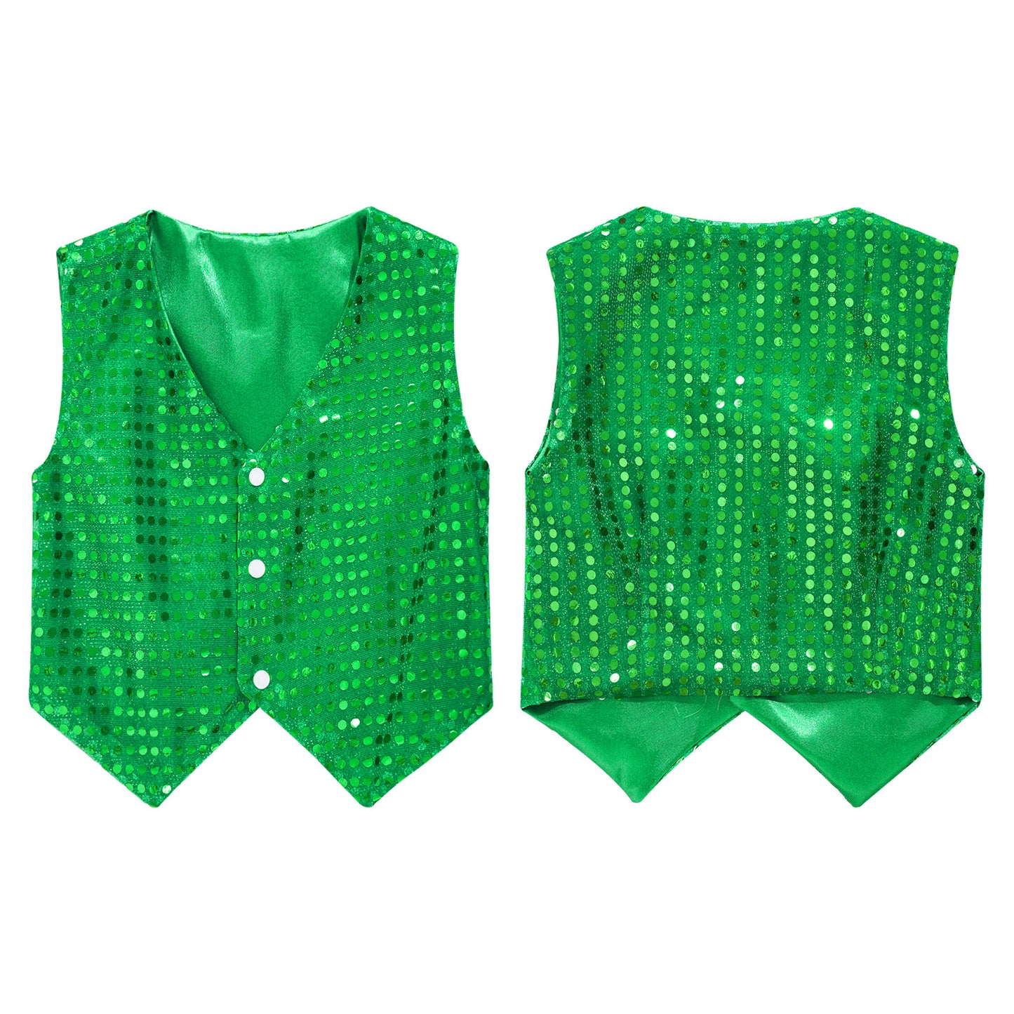 Children Boys Girls Shiny Sequin Vest Waistcoat Hip Hop Jazz Street Dance School Choir Costume Halloween Carnival Party Clothes