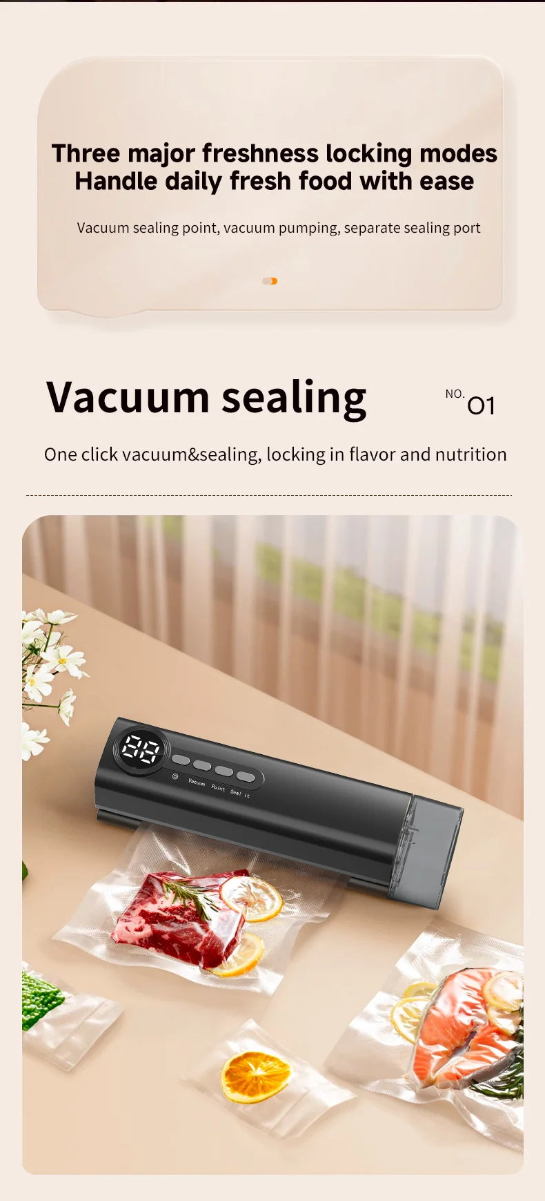 Multifunctional portable wireless vacuum sealer powerful suction Automatic food sealing machine USB Rechargeable Food Bag Sealer