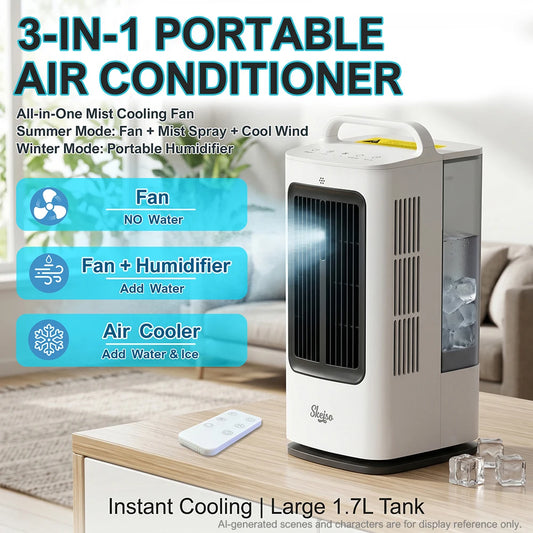 2026 Portable Air Conditioner Fan Smart Touch Control Timer Multi-Functional Air Cooler for Home Office Use