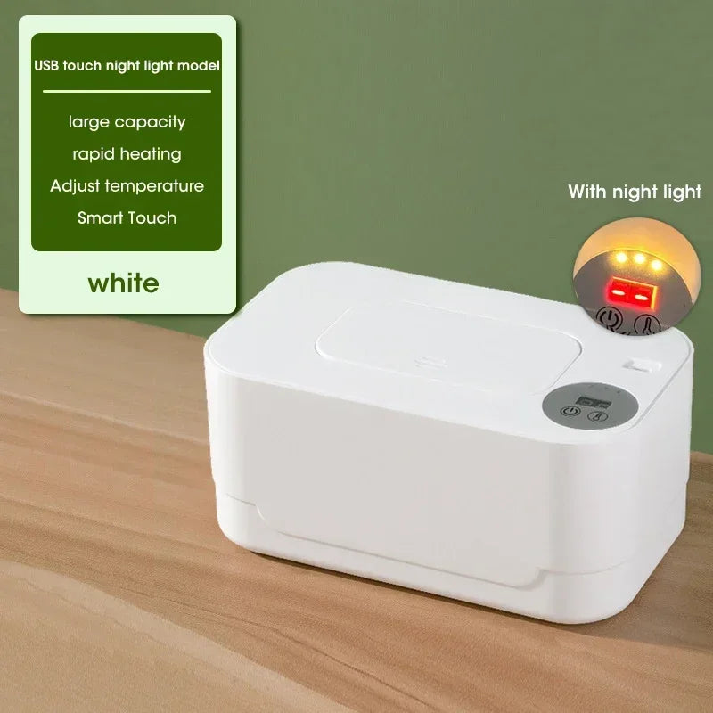 Portable USB Baby Wipe Warmer With LED Display Wet Towel Dispenser Heating Box For Home Car Travel Diaper Changing