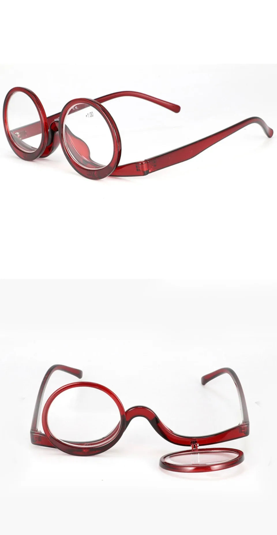NONOR Makeup Readers Flippable Dual Lens Fashion Reading Glasses for Women Eyeglasses Diopter +1.0 +1.5 +2.0 To +4.0