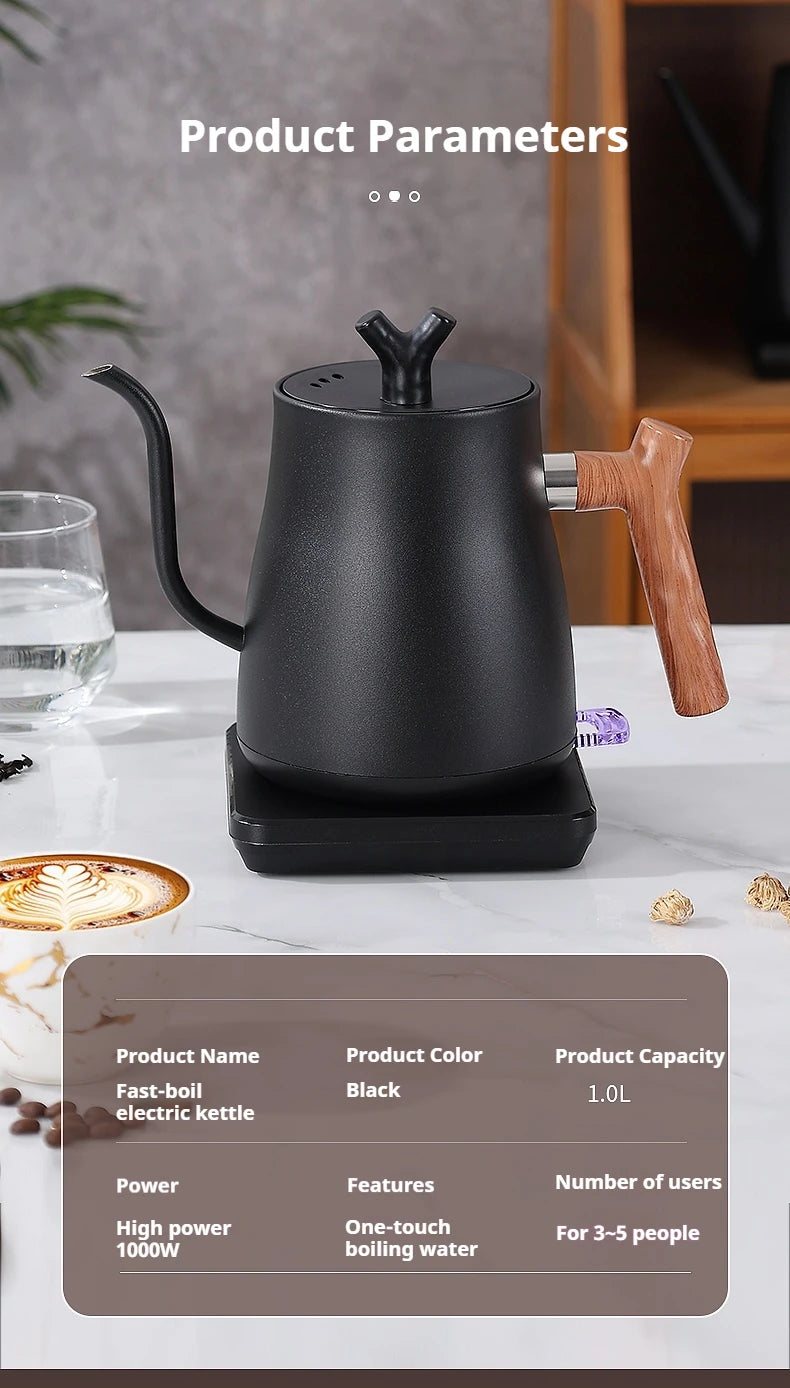 1L Stainless Steel Electric Kettle, Auto Shut-Off, for Pour-Over Coffee/Tea, Smart Temp Control & Mechanical Models