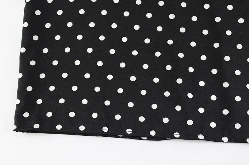 Polka Dot Printed Maxi Dress Women Fashion Chic Puff Sleeve Patchwork High Waist Slim Robes 2025 Elegant Party Long Dress Gowns