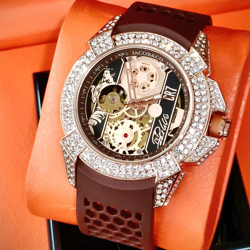 TOP Very Hot Jacob & Co Original Brand Watches For Mens  Full Diamond Automatic Mechanical Wristatch High Quality AAA Clocks