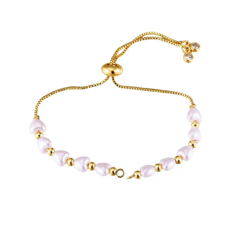 Elegant Natural Pearls Connector Adjustable Size Chain For DIY Fashion Women Girls Bracelets Jewelry Findings Accessories