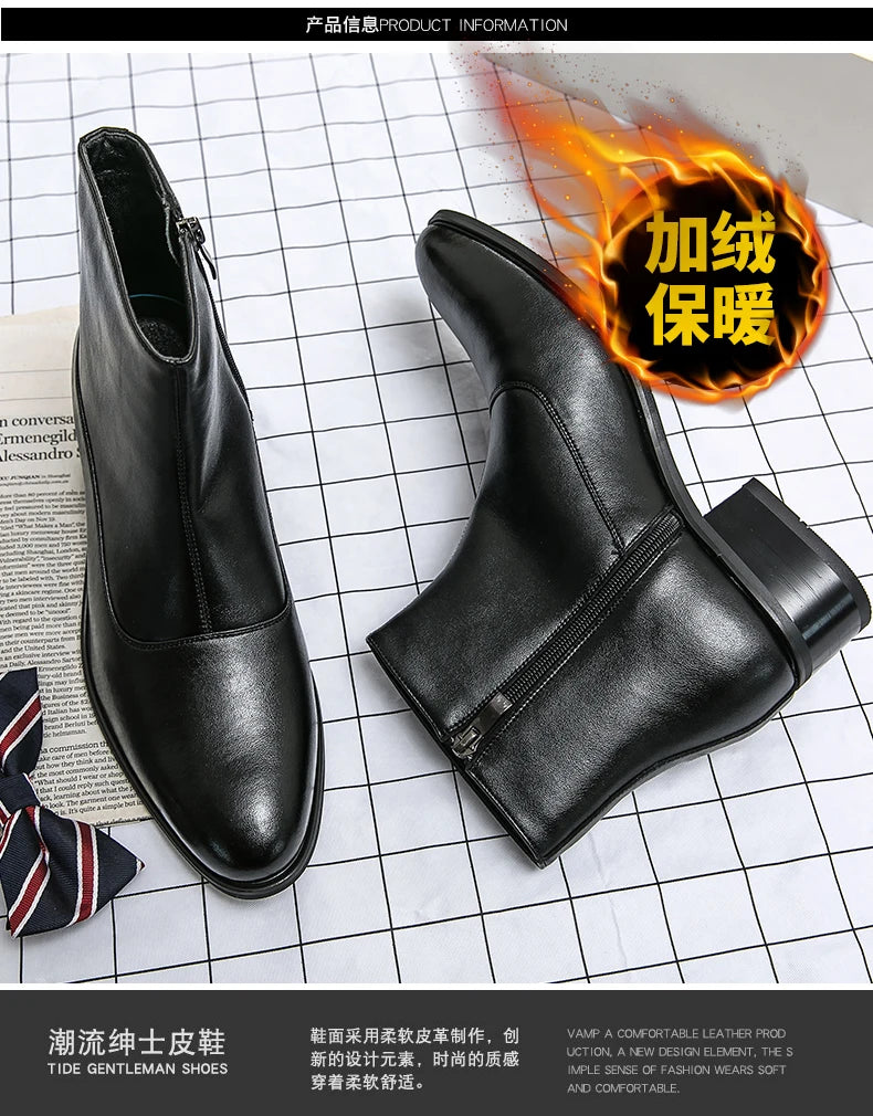 Boots Men Luxury Business Fashion Warm Leather Shoes Men Comfort Fashion Brand Chelsea Boots Gentlemen's Social Boots Men 38-46