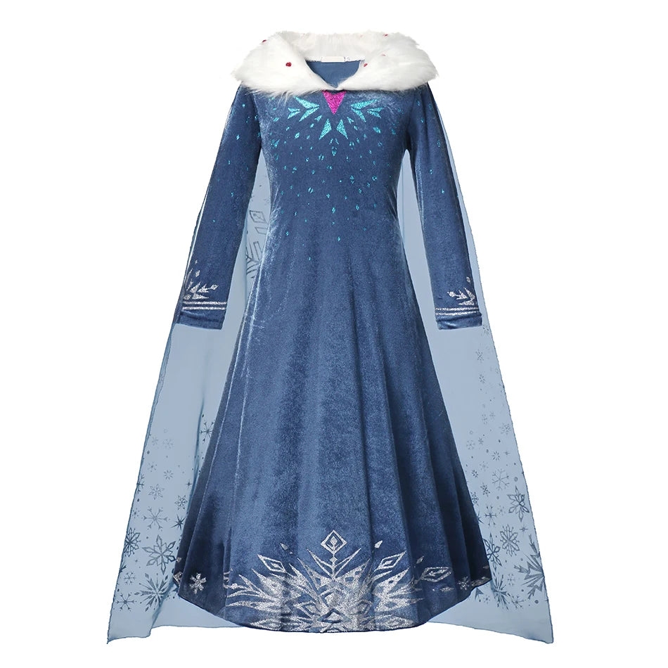 Halloween Birthday Carnival Princess Costume Dress Elsa Anna Snow White Aurora Moana Rapunzel Mermaid Belle for Girls 2-8Y