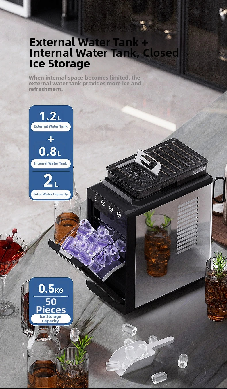 15KG Automatic Ice Maker Machine Compact Mini for Dorm/Office/Home Fast 8-Minute Round Ice Production  Energy-Saving Quiet