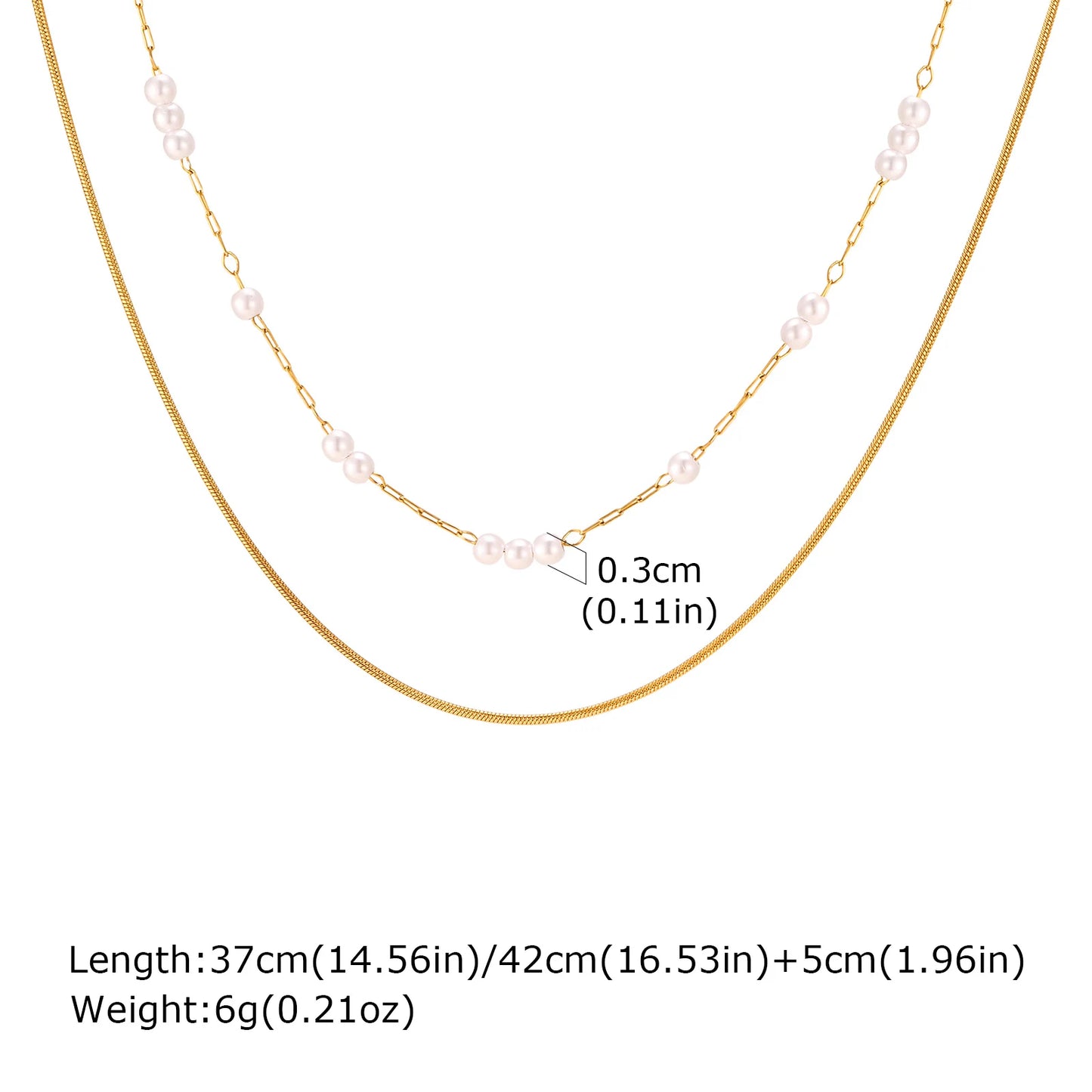 Pearl Choker Necklaces For Women, Double Layered Pearls Chain Necklace, Minimalist Stainless Steel Wedding Jewelry