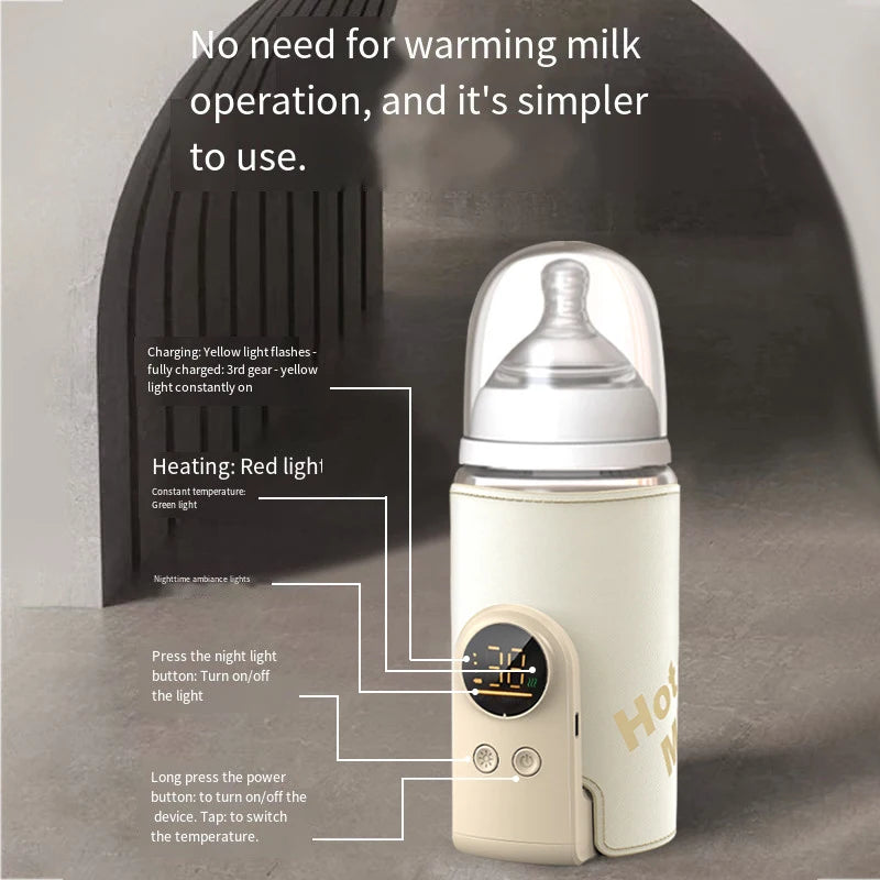USB Multifunctional High-capacity Baby Feeding Bottle Smart Temperature Control Warmer Screen Newborn Baby Bottle Warmer Sleeve