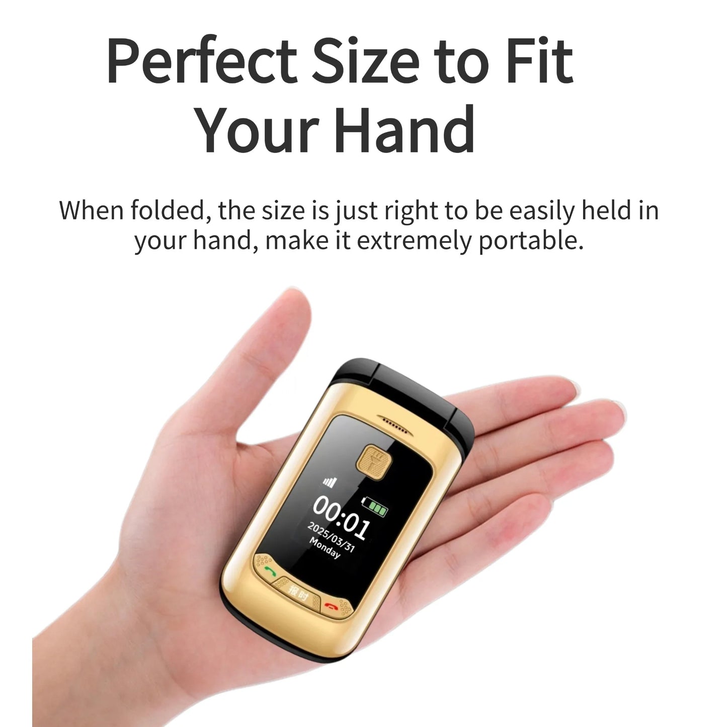 Affordable Retro Flip Cute Phone SOS Dial Speed Dial Big Button Dual Screen Loud Speaker Long Battery Clamshell Mini Size Mobile
