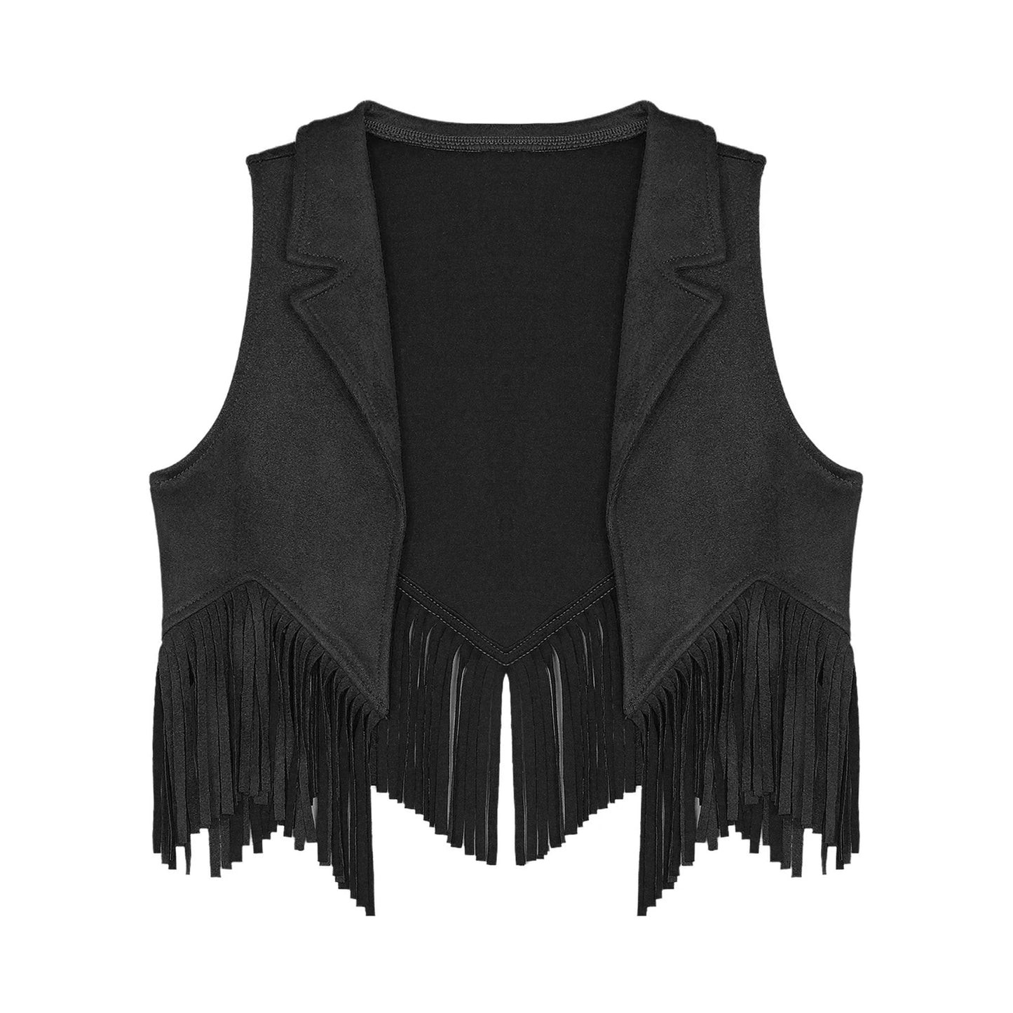 Kids Girl Boy Fringed Vest for Carnival Theme Party Tassels Top Open Front Waistcoat Child Halloween Western Cowboy Costumes