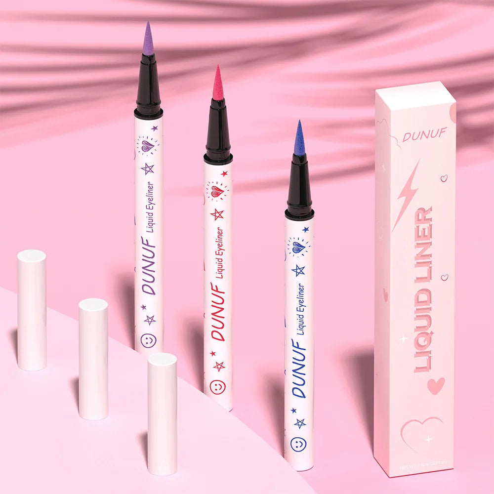 DUNUF New 12 Color Ultra-fine Matte Colorful Liquid Eyeliner Pencil Waterproof Lasting Makeup Eye Liner Pen Black Brown Cosmetic